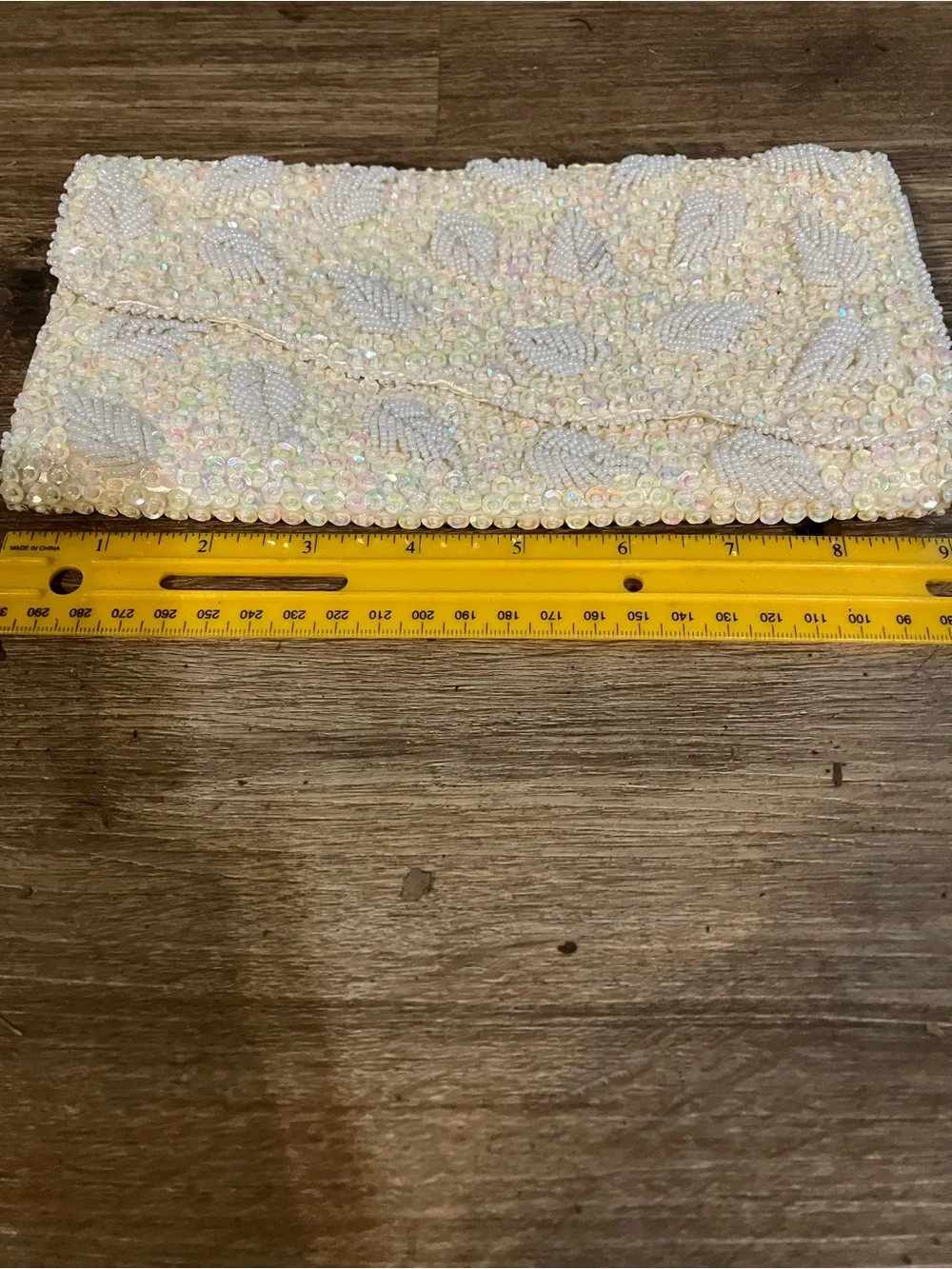Ivory Beaded Sequin Clutch